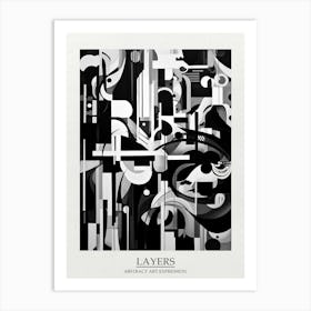 Layers Abstract Black And White 3 Poster Art Print