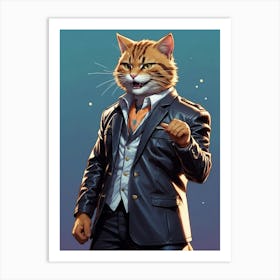 Cat In A Suit 1 Art Print