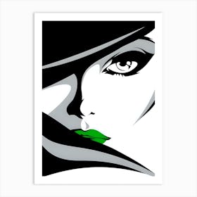 Portrait Of A Woman With Green Lips Art Print