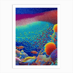 The Great Barrier Reef Australia Pointillism Style Tropical Destination Art Print