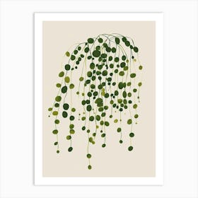 String Of Pearls Plant Minimalist Illustration 5 Art Print