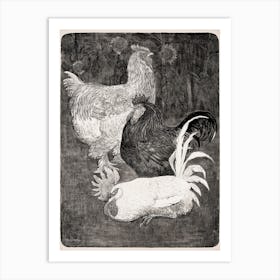 Three Roosters (1898), Theo Van Hoytema Art Print