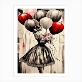 Girl With Balloons 2 Art Print