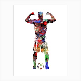 Male Soccer Player Watercolor Football 3 Art Print