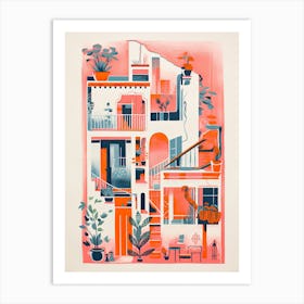 A House In Venice, Abstract Risograph Style 2 Art Print