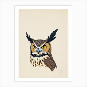 Great Horned Owl Illustration Bird Art Print