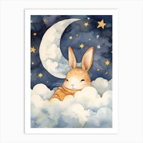 Baby Bunny 1 Sleeping In The Clouds Art Print