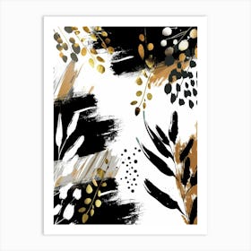 Abstract Gold And Black Painting 13 Art Print