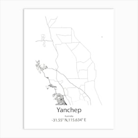 Yanchep,Australia Minimalist Map Art Print