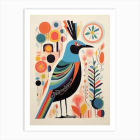 Colourful Scandi Bird Roadrunner 3 Art Print