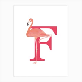 F For Flamingo Art Print