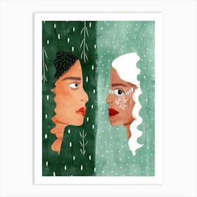 Two Women Looking At Each Other Art Print