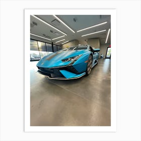 Blue Lamborghini 5 Art Print