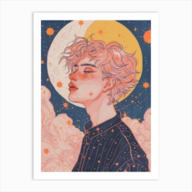 man With Pink Hair Art Print