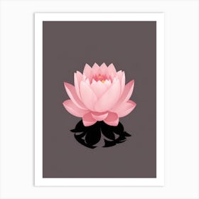 A Pink Lotus In Minimalist Style Vertical Composition 15 Art Print