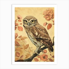Brown Fish Owl Japanese Painting 4 Art Print