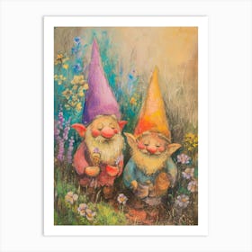 Kitsch Gnomes In The Garden 2 Art Print