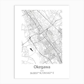 Okegawa,Japan Minimalist Map Art Print