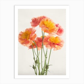 Marigold Flowers Acrylic Painting In Pastel Colours 5 Art Print