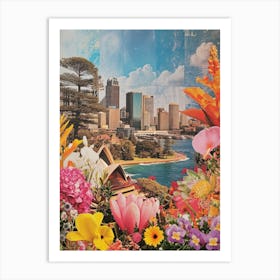 Sydney   Floral Retro Collage Style 3 Art Print