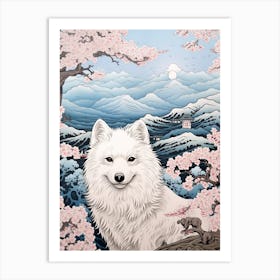 Arctic Fox Japanese Illustration 2 Art Print