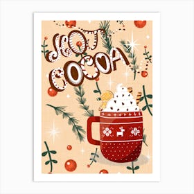 Christmas Hot Cocoa Beige Art Print