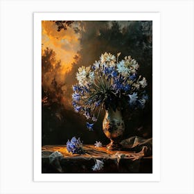 Baroque Floral Still Life Agapanthus 3 Art Print