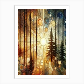 Gustav Klimt Print Sun Forest Trees Painting Klimt Exhibition Poster Painting Floral Decor Full Art Print 'Sunrise In The Forest' Art Print