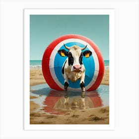 Cow On A Beach Canvas Print Art Print