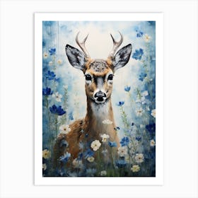 Deer In Flowers 1 Art Print