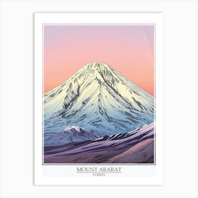 Mount Ararat Turkey Color Line Drawing 1 Poster Art Print