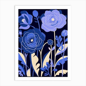 Blue Flower Illustration Lisianthus 3 Art Print