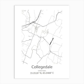 Collegedale,United States Minimalist Map 1 Art Print