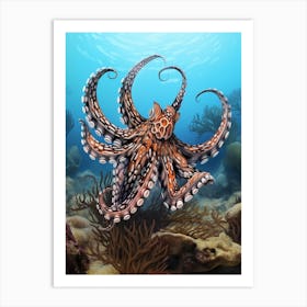 Mimic Octopus Illustration 9 Art Print