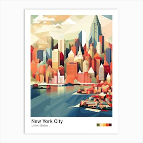 New York City View   Geometric Vector Illustration 0 Poster Art Print