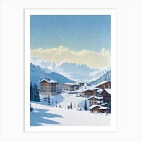 Cortina D'Ampezzo, Italy Vintage 2 Skiing Poster Art Print