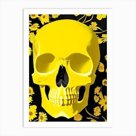 Skull With Floral Patterns 1 Yellow Matisse Style Art Print