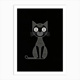 Cat On Black Background Art Print