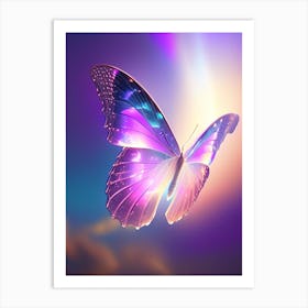 Butterfly Flying In Sky Holographic 1 Art Print