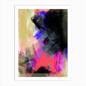 PLACID PUNCH - Multi Colour Red, Blue, Yellow, Hot Pink, Black Abstract Art Art Print