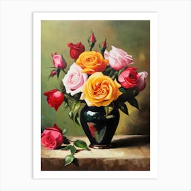 Roses In A Vase 2 Art Print