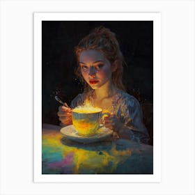 Girl With A Cup Of Tea Art Print