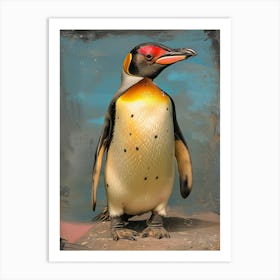 Galapagos Penguin Fernandina Island Colour Block Painting 4 Art Print