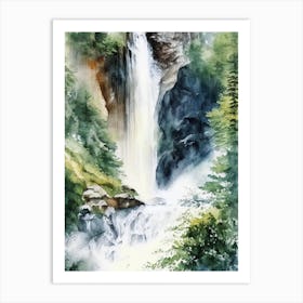 Trümmelbach Falls, Switzerland Water Colour  (1) Art Print