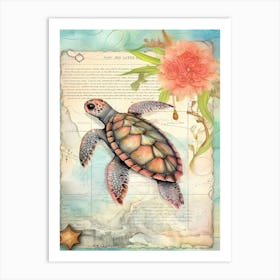 Beach House Sea Turtle  0 Art Print