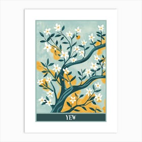 Yew Tree Flat Illustration 2 Poster Art Print