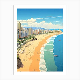 Copacabana Beach, Brazil, Flat Illustration 3 Art Print