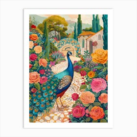 Peacock In The Garden Art Print