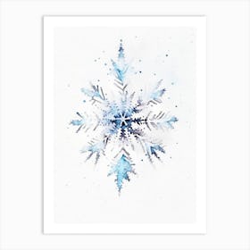 Diamond Dust, Snowflakes, Minimalist Watercolour 4 Art Print