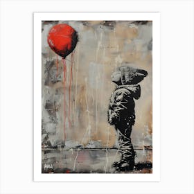 Little Boy Red Balloon Banksy Art Art Print